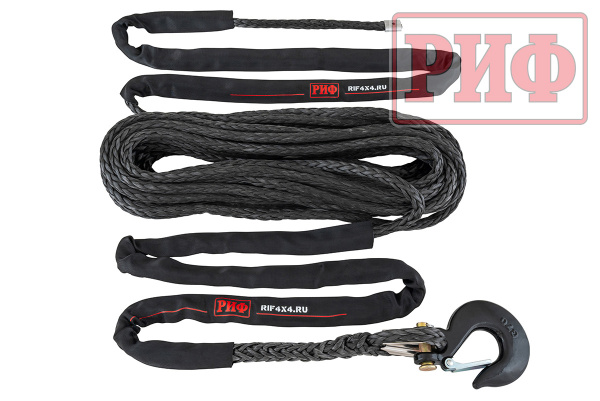 Трос для лебёдки синтетический РИФ 14 мм/22 м черный (готовый) Rope14mm22mBL