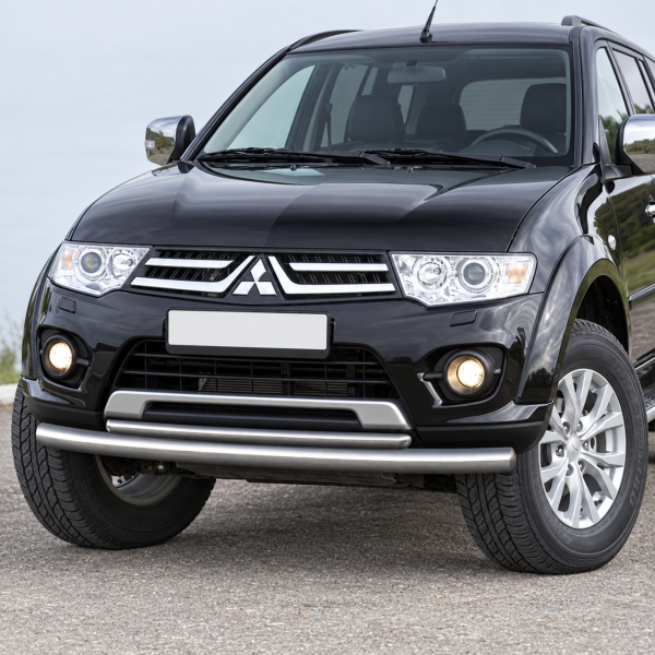 Фото для каталога: Защита переднего бампера d76+d42 Rival Mitsubishi Pajero Sport 2008-2013-2016 R.4007.002
