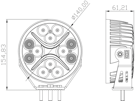 Светодиодная фара комбинированного света РИФ 140 мм 60W LED D0660C-P8