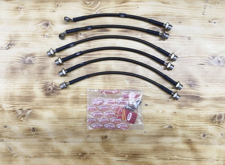 Toyota Land Cruiser Prado 150 (2009-2022) Комплект армированных тормозных шлангов (6 шт. под лифт 50мм) JKH-TLCP150-6-50