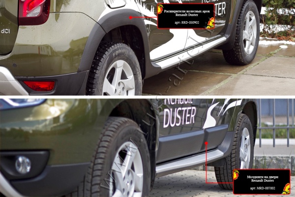 Расширители колесных арок с молдингами на двери Русская артель Renault Duster 2015-  ZKR-187002